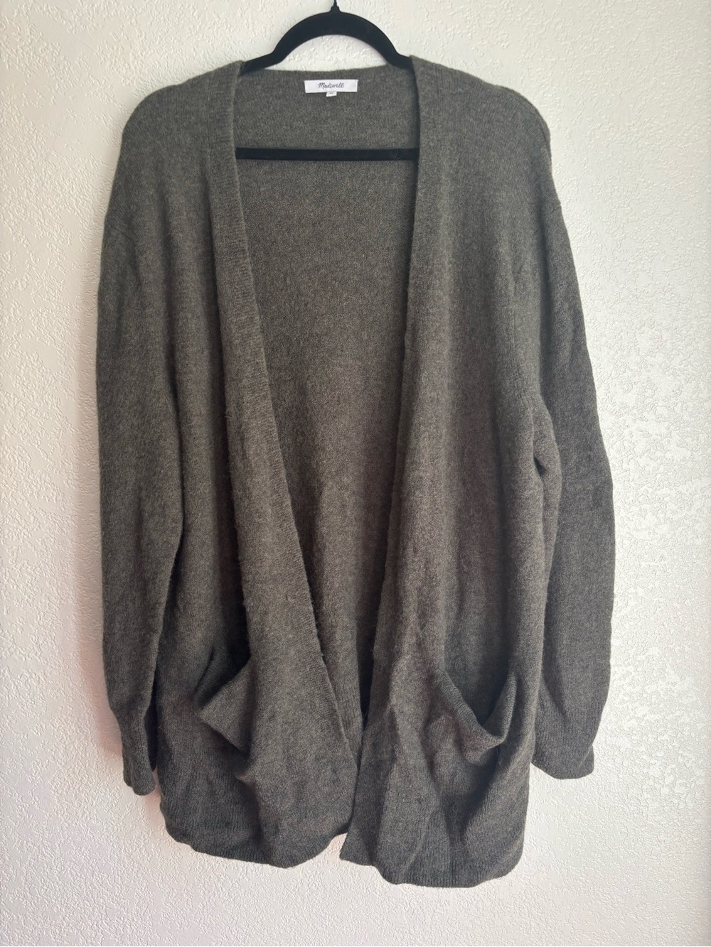 Madewell Ryder Sweater XL Green OpenFront Cardigan Merino Wool Alpaca Blend Knit
